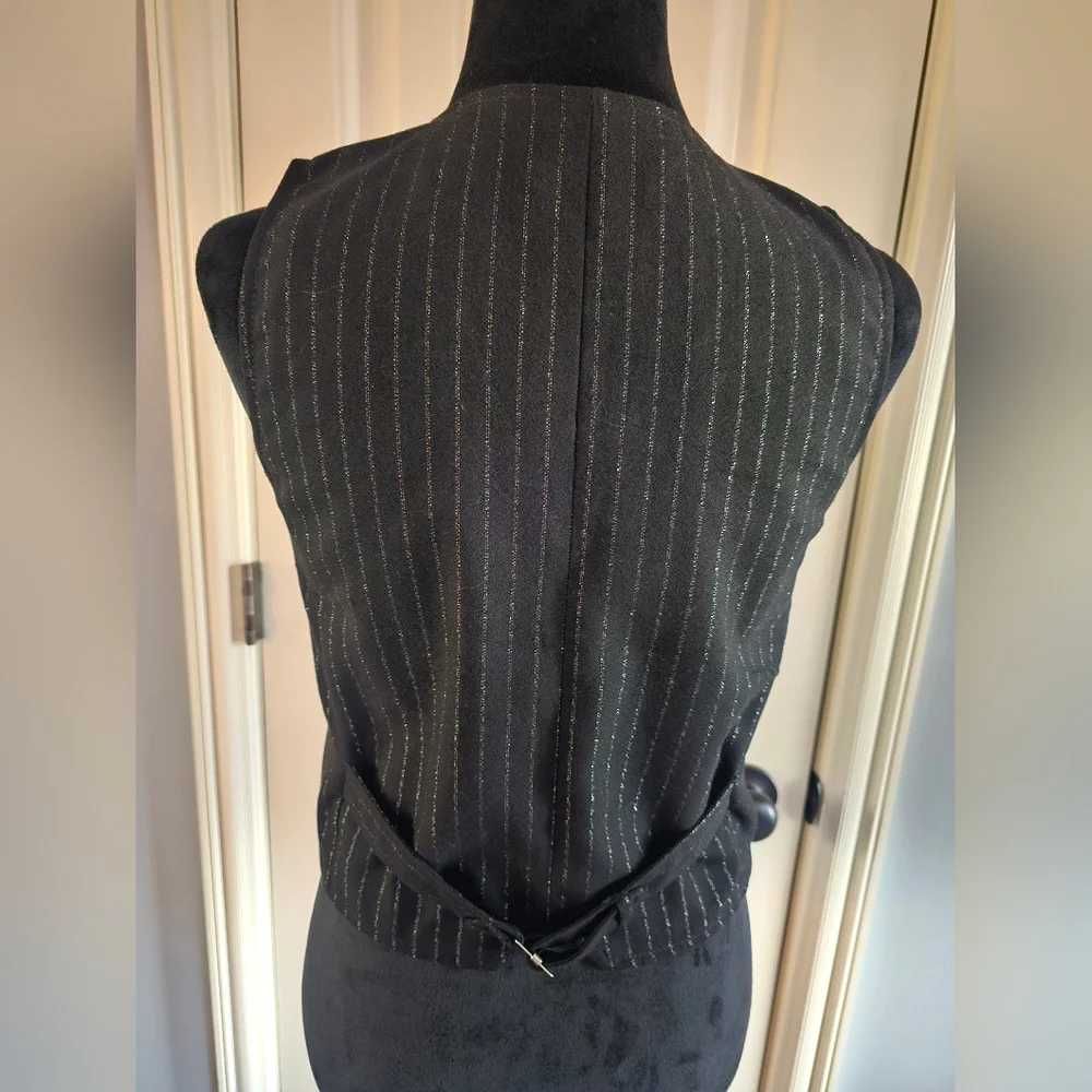 Mave Metallic Striped Vest Blk Slvr XS Excellent Condition Anthropologie - Picture 4 of 11
